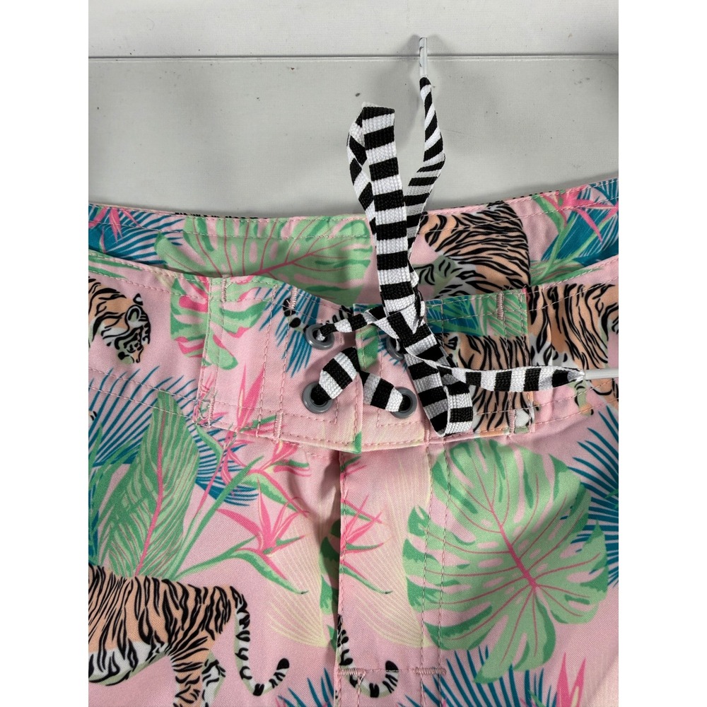 Dolfin Men's Uglies‎ 8" Boardy Swim Shorts Pink Tiger Palm Tree Size M NWT - Picture 8 of 10